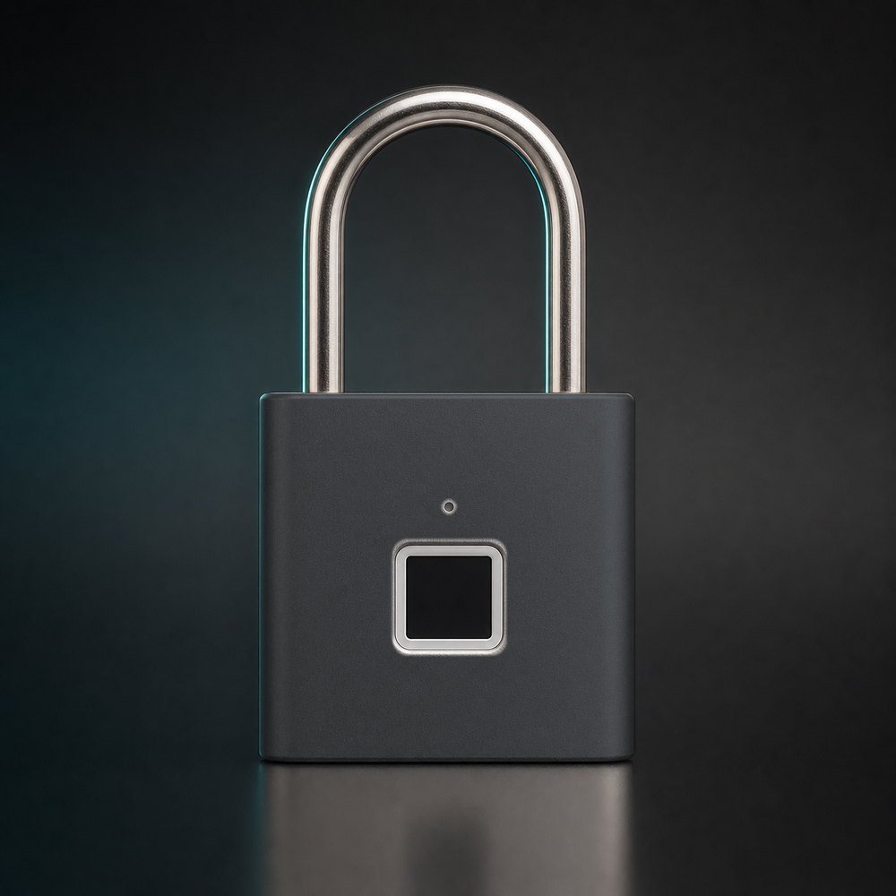 Veylock Fingerprint Padlock in Charcoal — front view