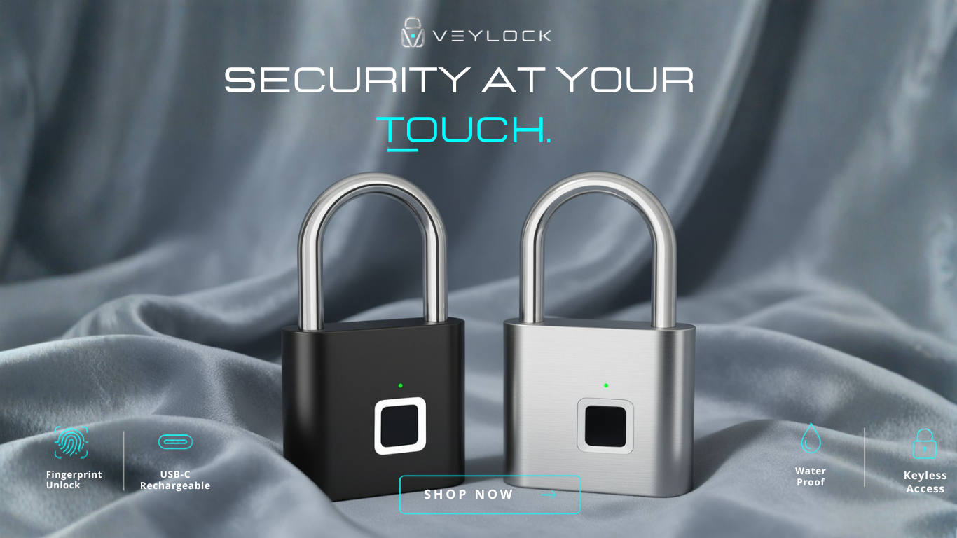 Veylock fingerprint padlock — keyless fingerprint unlock and USB-C rechargeable access